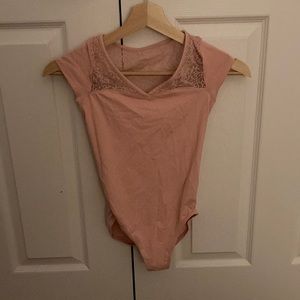 Pink ballet Leotard with low cut mesh back